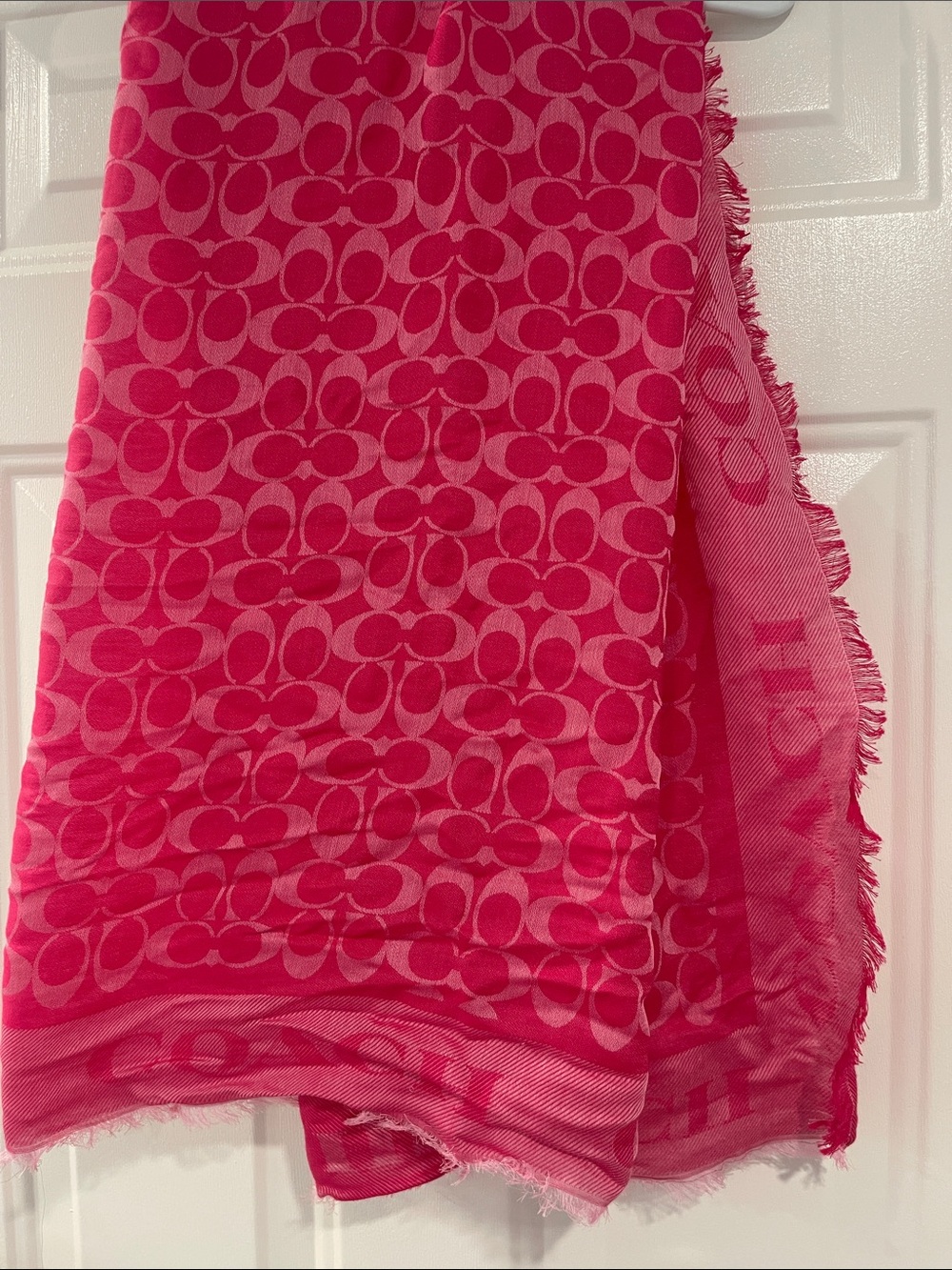 Coach Pink Signature Jacquard Scarf